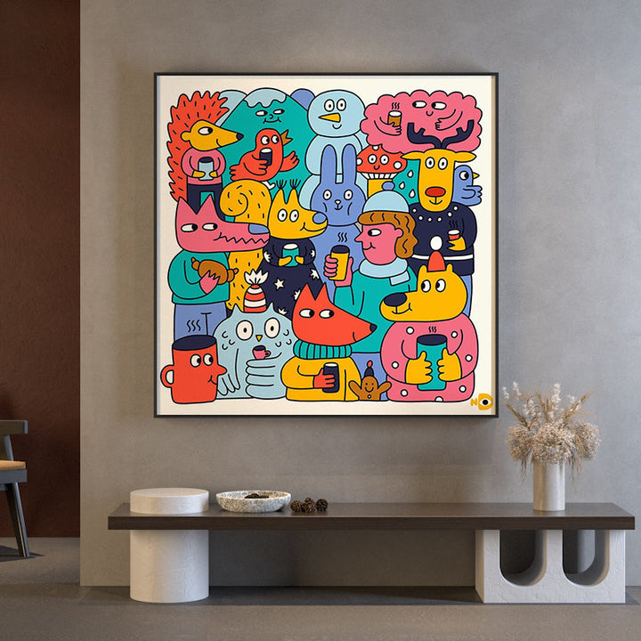 Buntes Cartoon-Leinwandkunst
