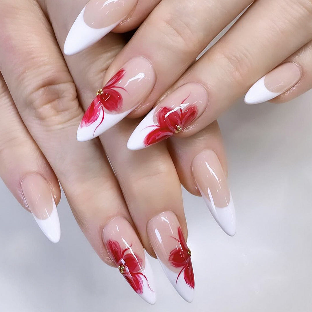 Elegante Floral Stiletto-Nagelverlängerungen Karnz