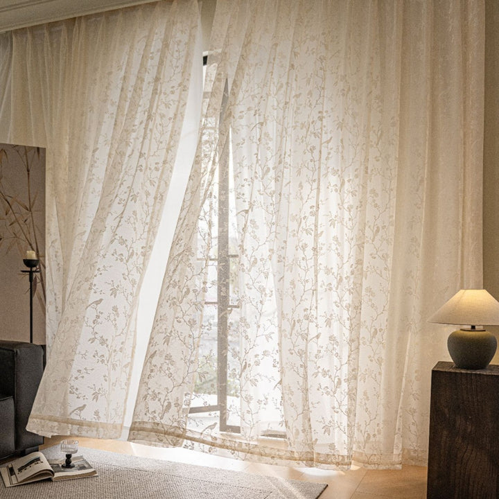 WoLace Bestickte Transparente Gardine Karnz