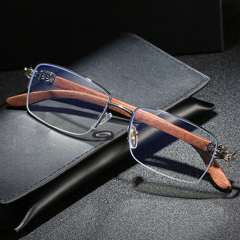 Damen modische Brille mit rechteckigem Rahmen und hochwertigen Holzdetails Karnz