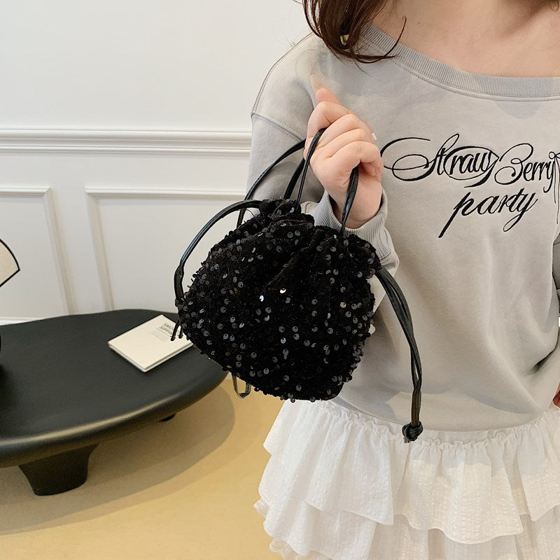 Glitzernde Pailletten Mini Tasche mit Kordelzug Karnz