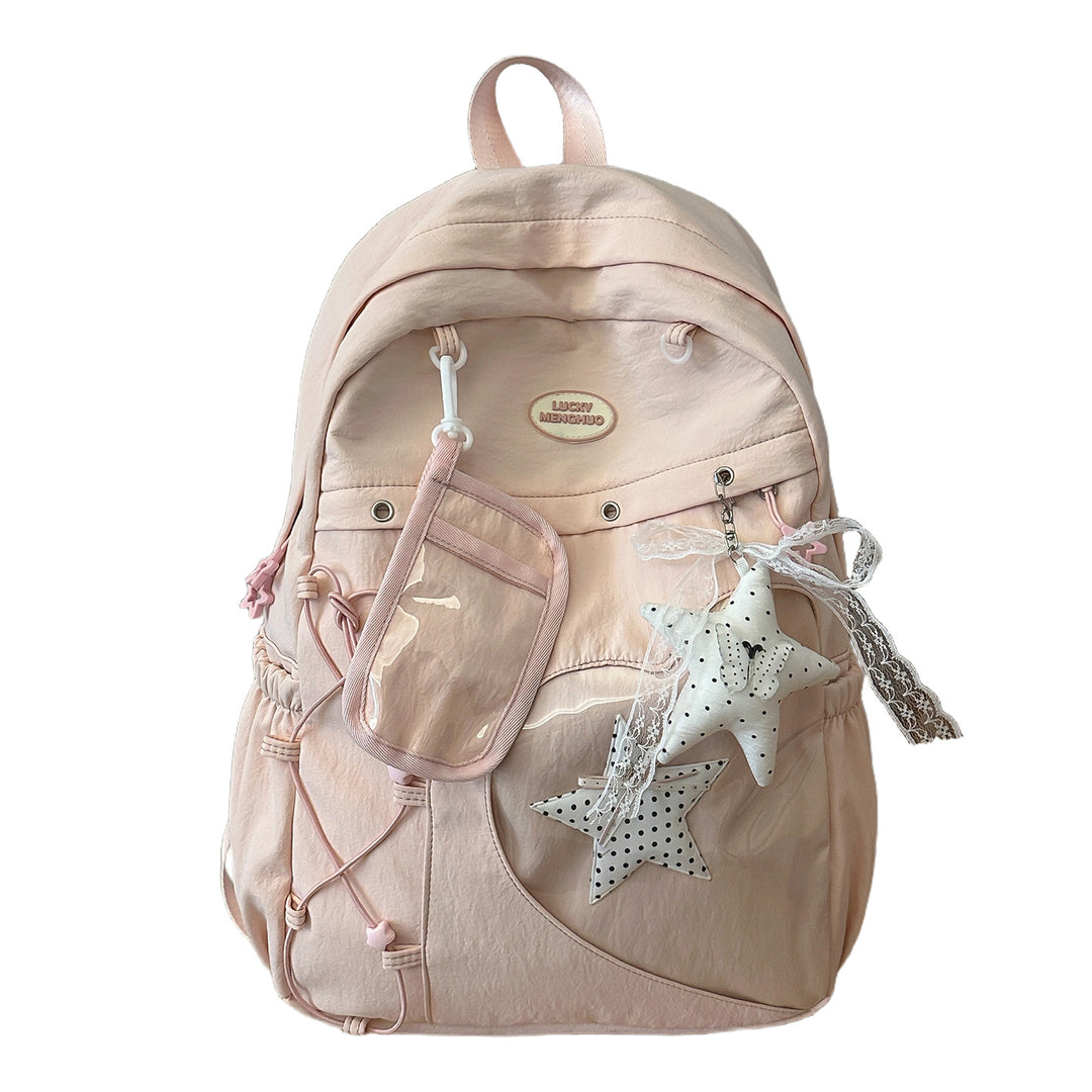 Stylische Multi-Taschen Stern-Applikation Rucksack Karnz