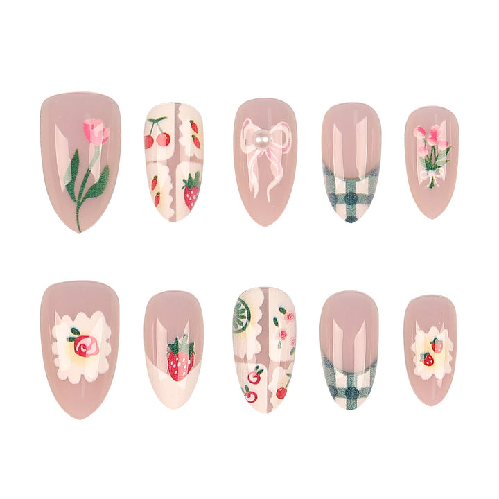 Floral Print Press-On Nail Art Set