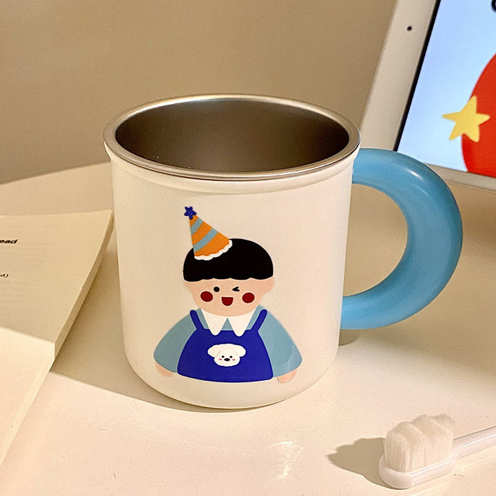 Edelstahl Kaffeebecher mit Fröhlichem Kindermotiv Karnz