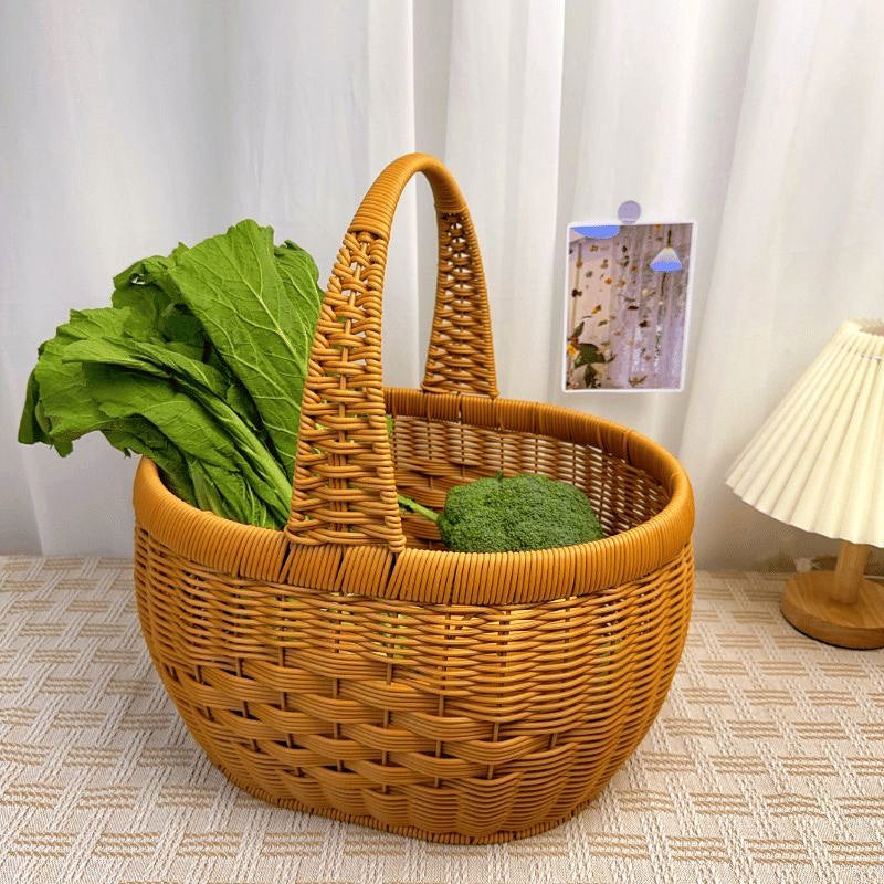 Damen Handgefertigter Rattan Einkaufskorb Karnz