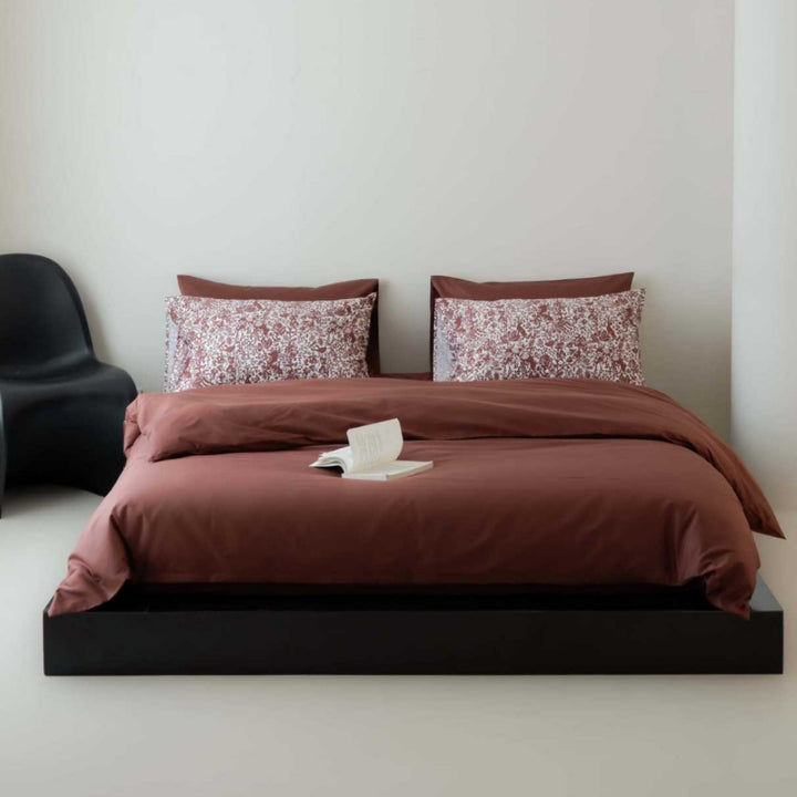 Minimalist Baumwollsatin Wendebettbezug-Set mit tiefen Eckbindern