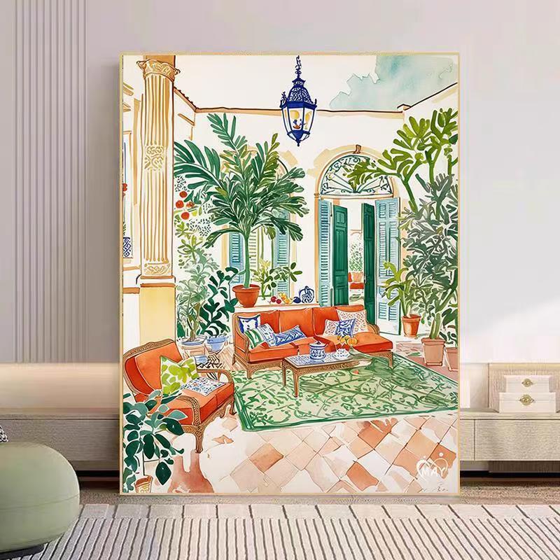 Gemütlicher Wohnzimmer Aquarell Kunstdruck Karnz