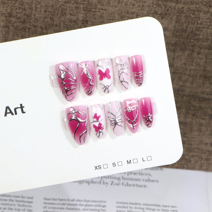Künstlerisches Schmetterling Press-on Nagelset Karnz