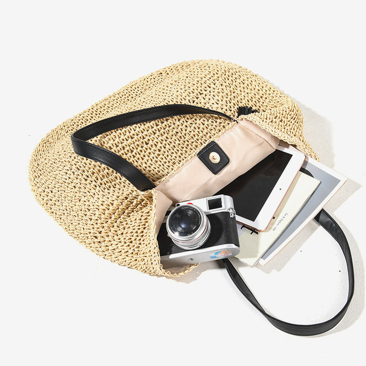 Damen Handgefertigte Tragetasche aus geflochtenem Naturmaterial mit elegantem Tassendetail Karnz