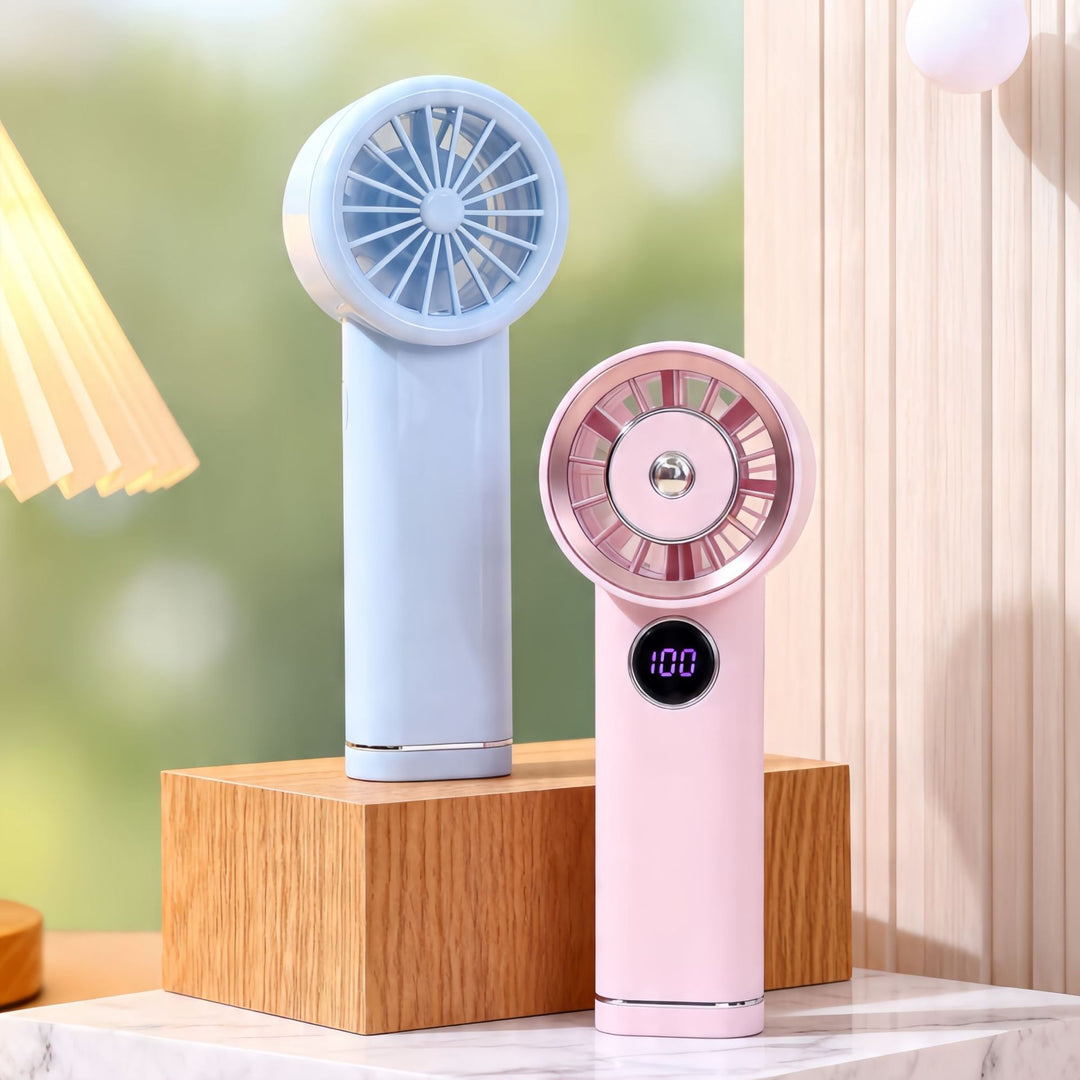 Damen Tragbarer Luftstrom-Ventilator mit Digitalanzeige Karnz