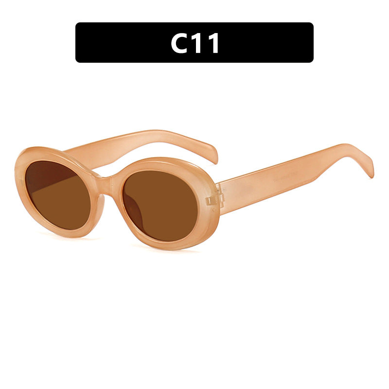 Damen modische Sonnenbrille im originellen Ovaldesign mit transparentem Rahmen und UV-Schutz Karnz