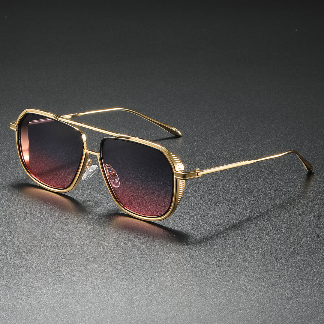 Damen Elegante Sonnenbrille mit kantigem Metallrahmen Karnz