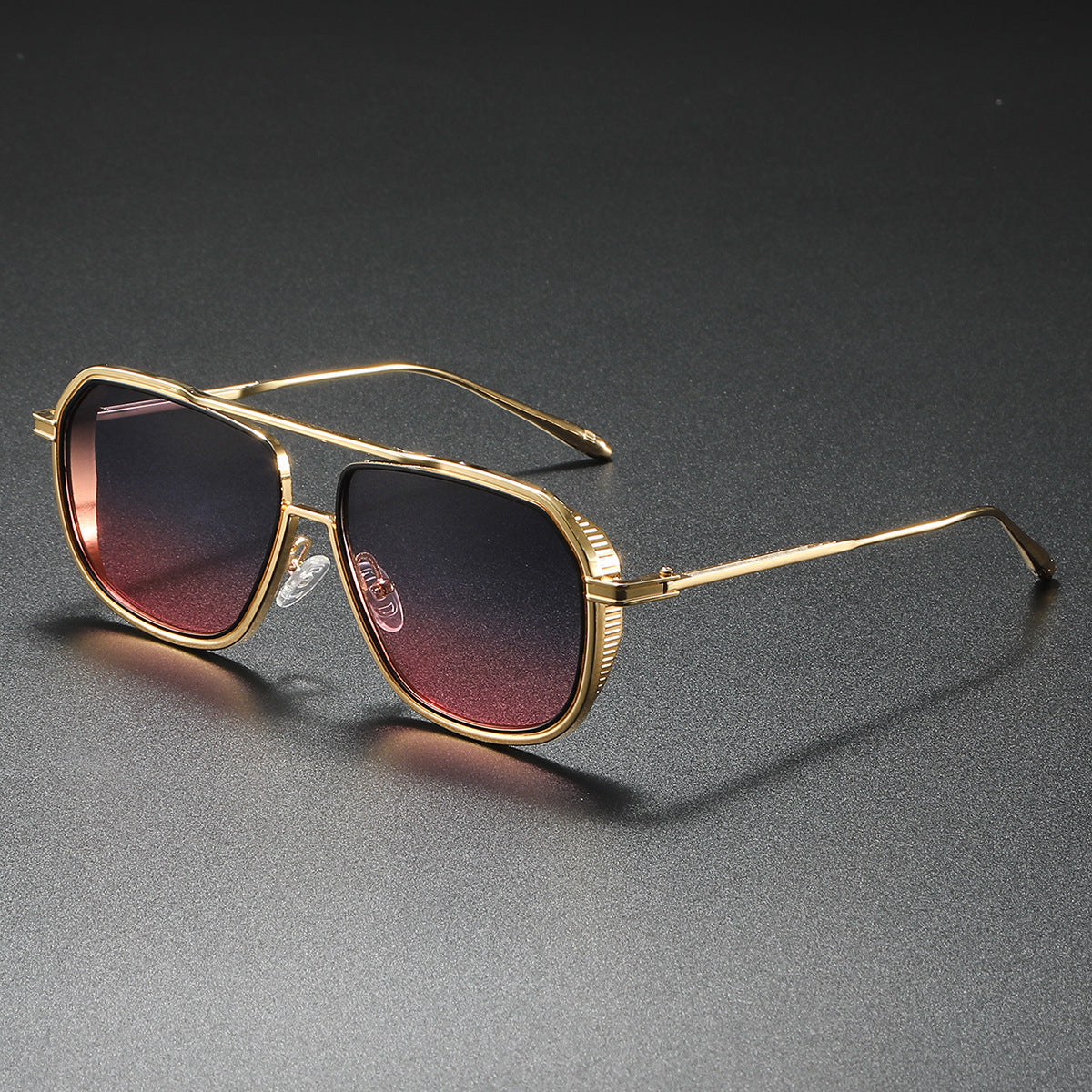 Damen Elegante Sonnenbrille mit kantigem Metallrahmen Karnz