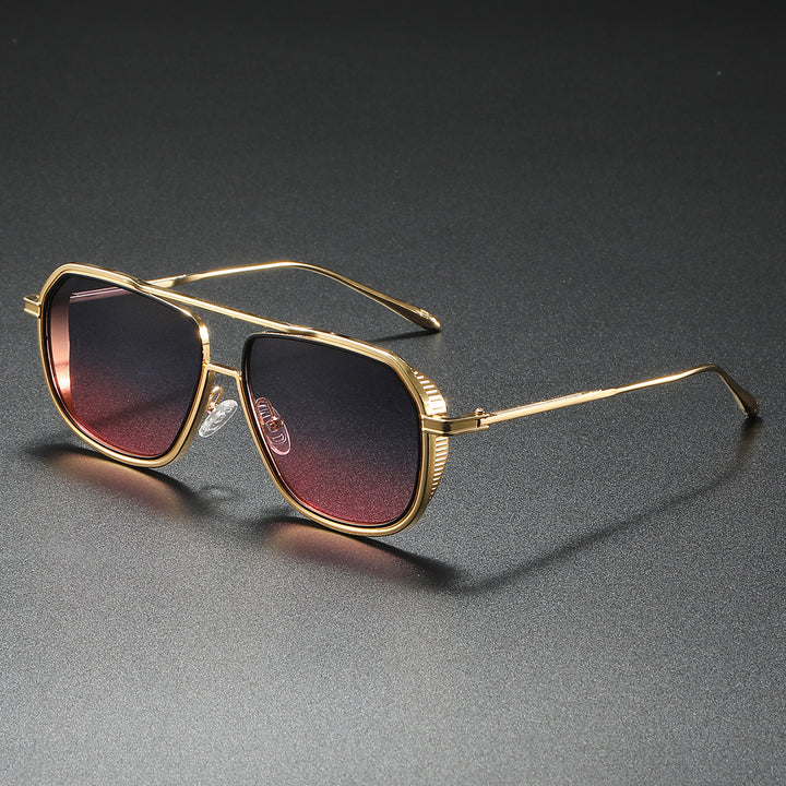 Damen Elegante Sonnenbrille mit kantigem Metallrahmen Karnz