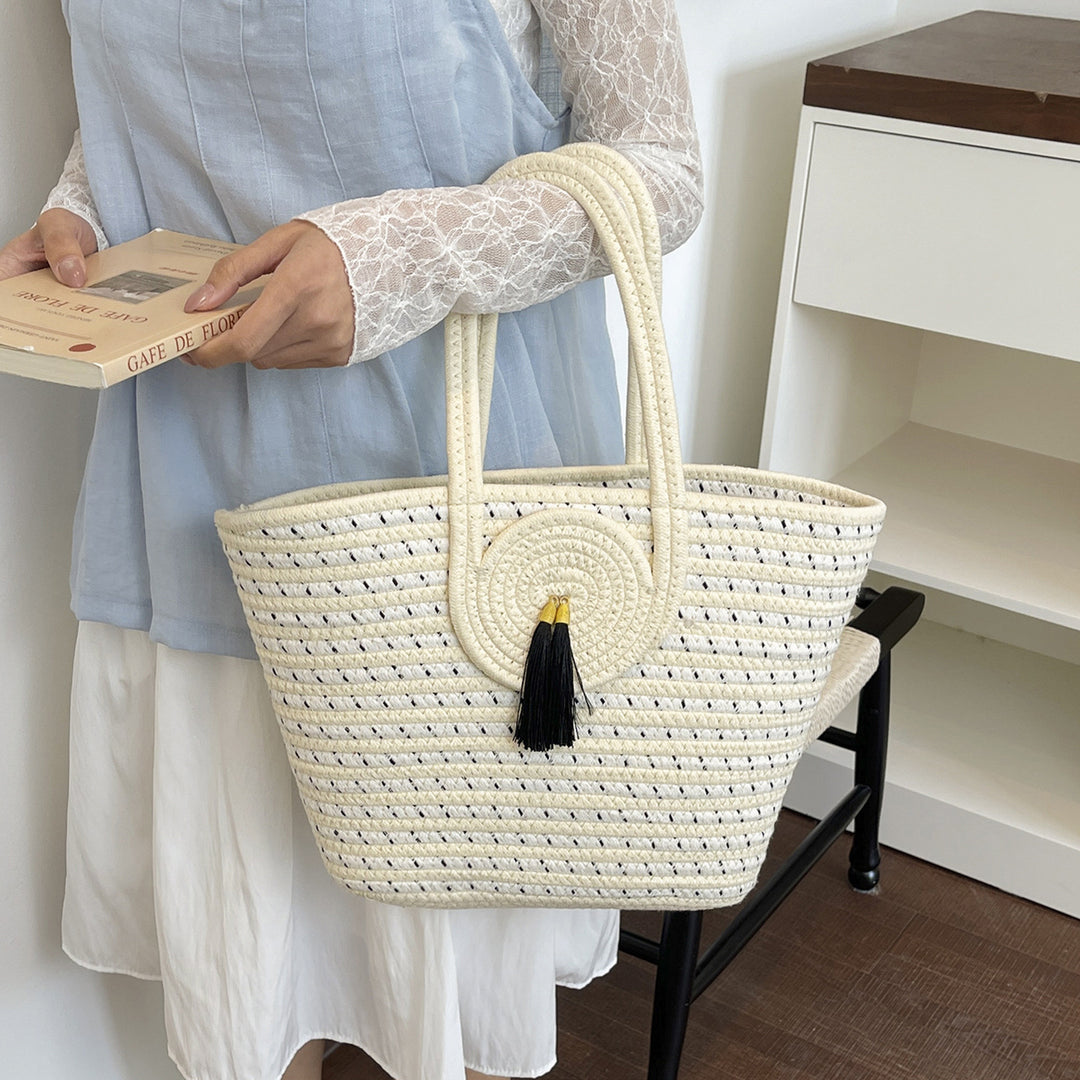 Gestreifter gewebter Strandtasche