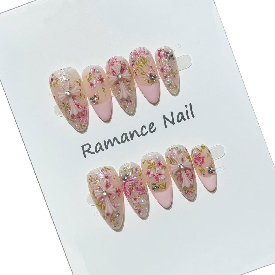 Floral Themed Press-On Nail Set Karnz