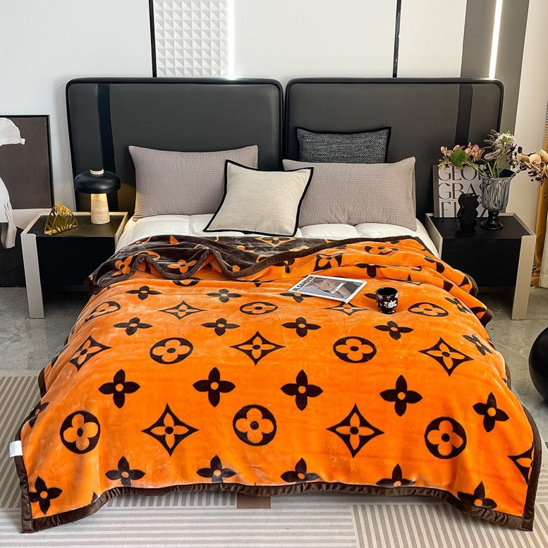 Blumengemusterte Fleece-Wurfdecke Karnz