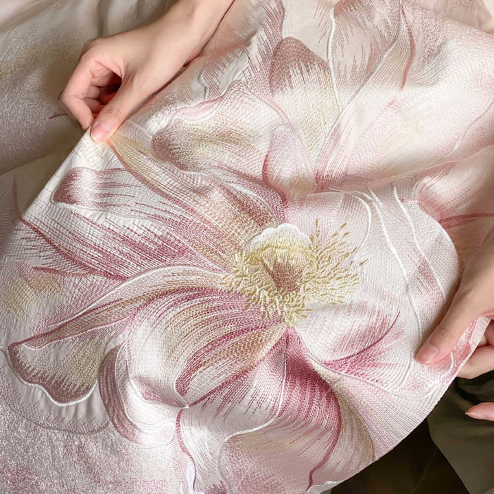 Florales Jacquard Satin-Feel Bettbezug und Kissenbezug Set
