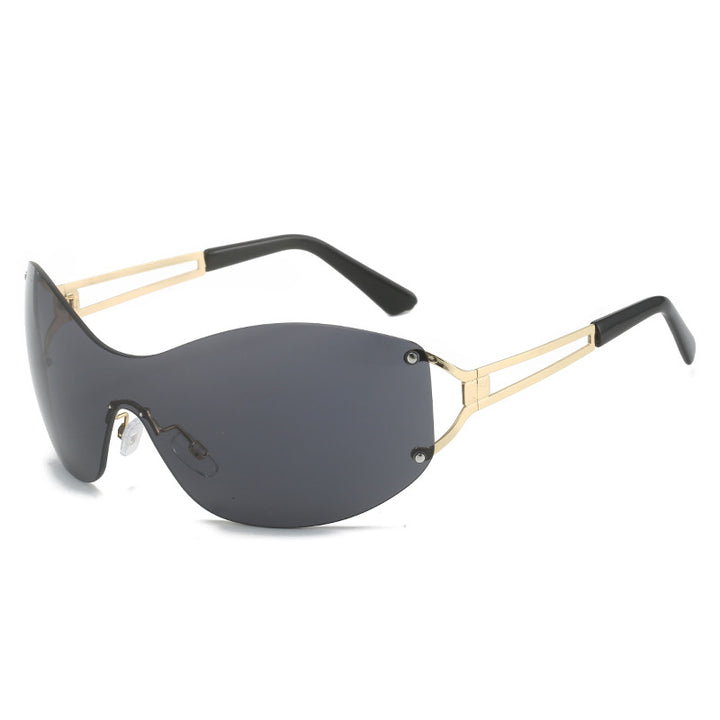 Futuristische Ultra-Wrap Sonnenbrille mit metallischen Akzenten Karnz