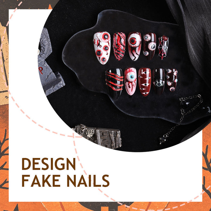 Kreatives Pastell Nagelset mit Gruselmotiven Karnz