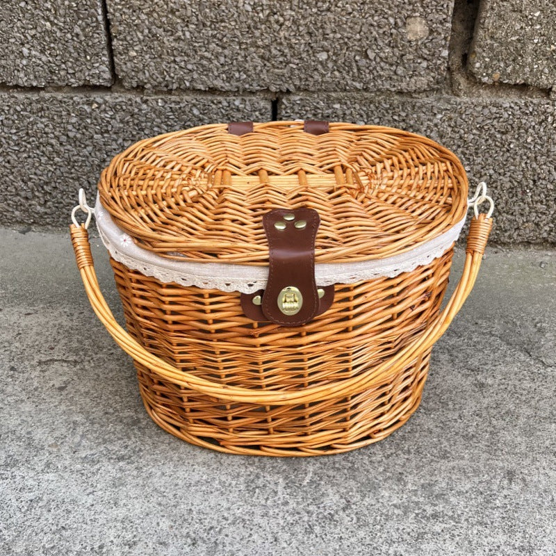 gewebter Rattan-Fahrrad-Vorderrkorb mit Schnellverschluss-Befestigungssystem Karnz