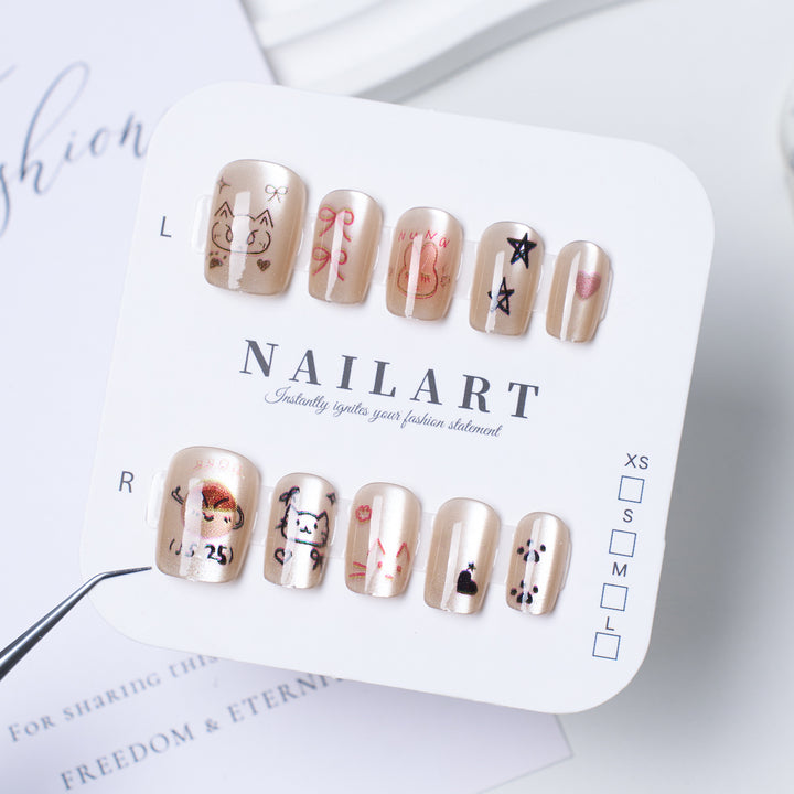 Künstlerisches Tier-Themen Press-On Nagelset Karnz