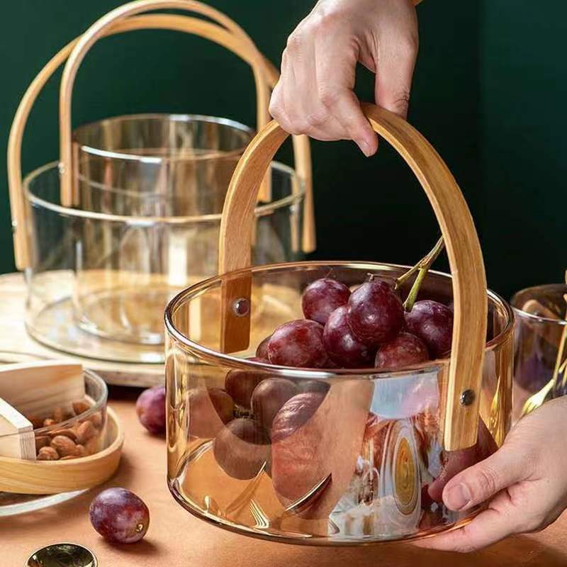 Damen dekorative Aufbewahrungsschale mit ergonomischem Holzgriff Karnz