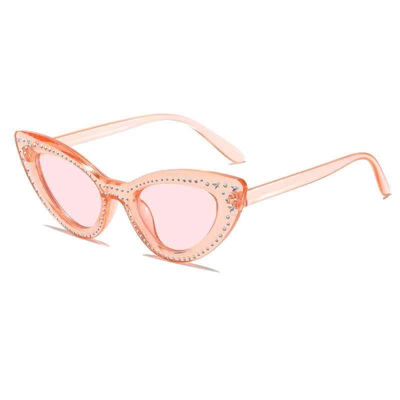 Glamouröse mit Strass verziertes Katzenaugen-Sonnenbrille Karnz