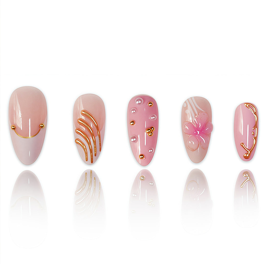 Premium Floral Designer Press-On Nails Karnz