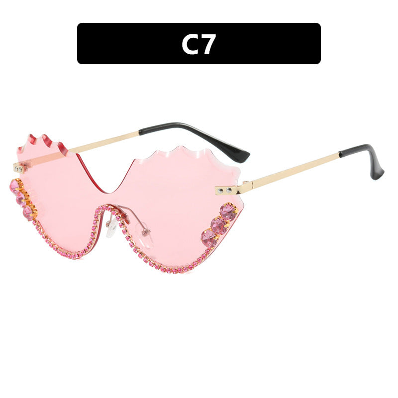Damen extravagante Sonnenbrille mit glitzerndem Akzent und einzigartigem Design Karnz