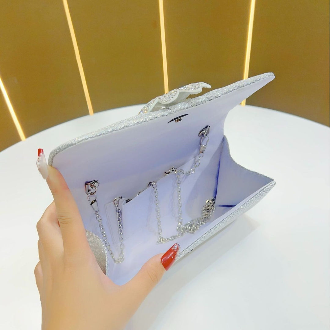 Dekorativer Strassblumen Abend-Clutch