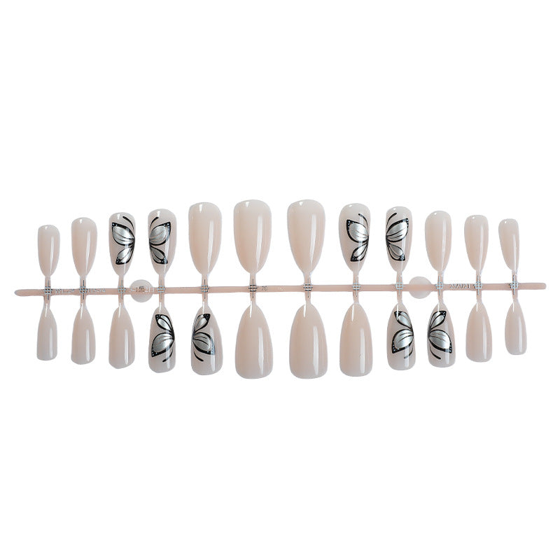 Künstlerisches Press-On-Nagelset mit elegantem Schmetterlingsdesign Karnz