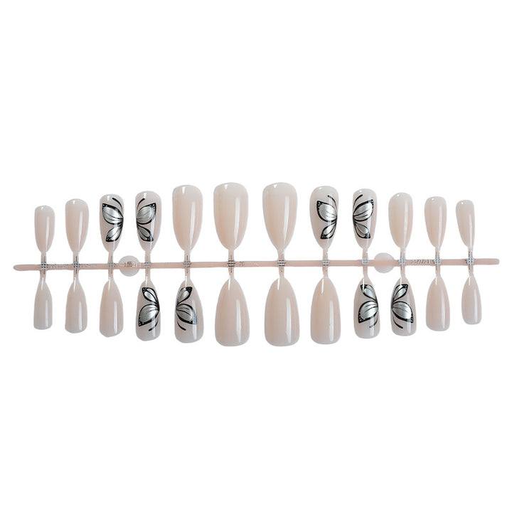Künstlerisches Press-On-Nagelset mit elegantem Schmetterlingsdesign Karnz