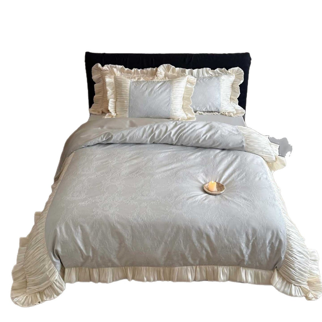 Luxuriöser Rüschensatin-Jacquard-Bettbezugset