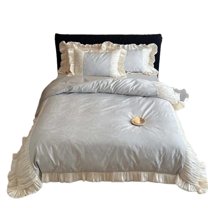 Luxuriöser Rüschensatin-Jacquard-Bettbezugset