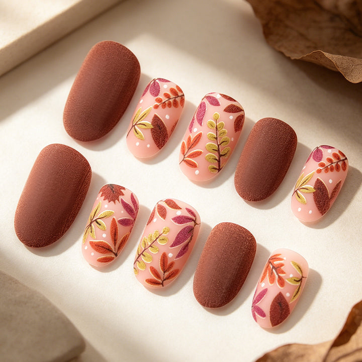 Künstlerische herbstlich inspirierte Nagelkunst Karnz