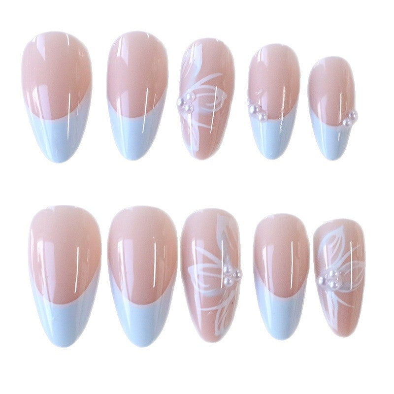 Elegantes blumenakzent Acrylic-Nageldesign Karnz