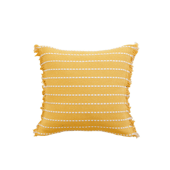 Worn Fringe Gestreiftes Dekokissen