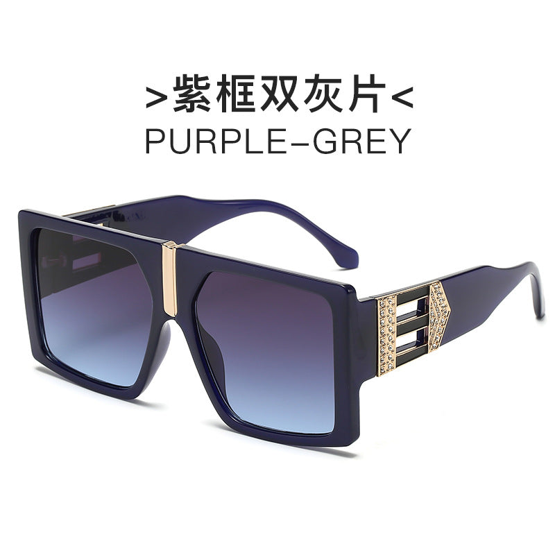 Damen elegante rechteckige Sonnenbrille mit glamourösen Verzierungen Karnz