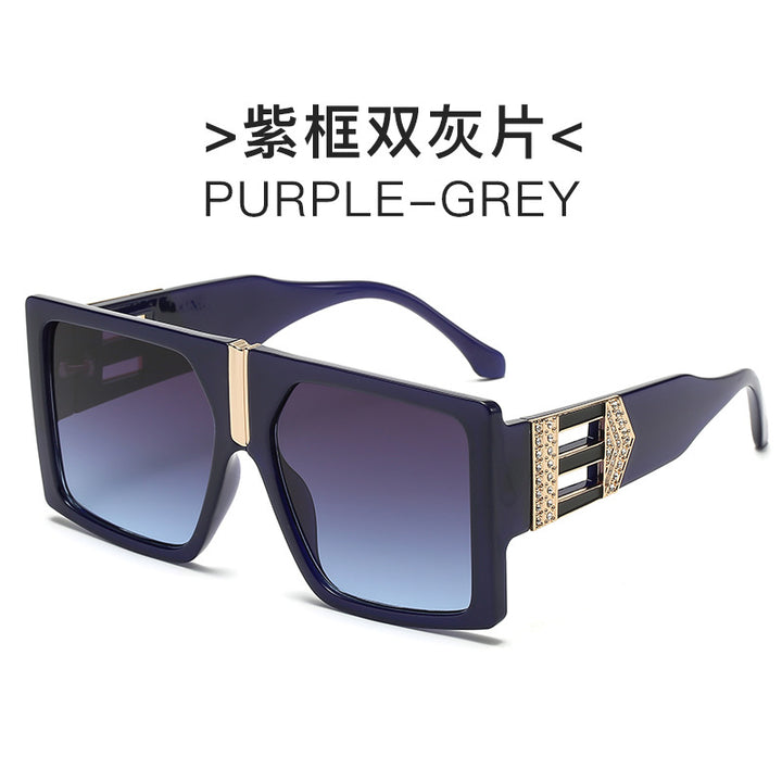 Damen elegante rechteckige Sonnenbrille mit glamourösen Verzierungen Karnz