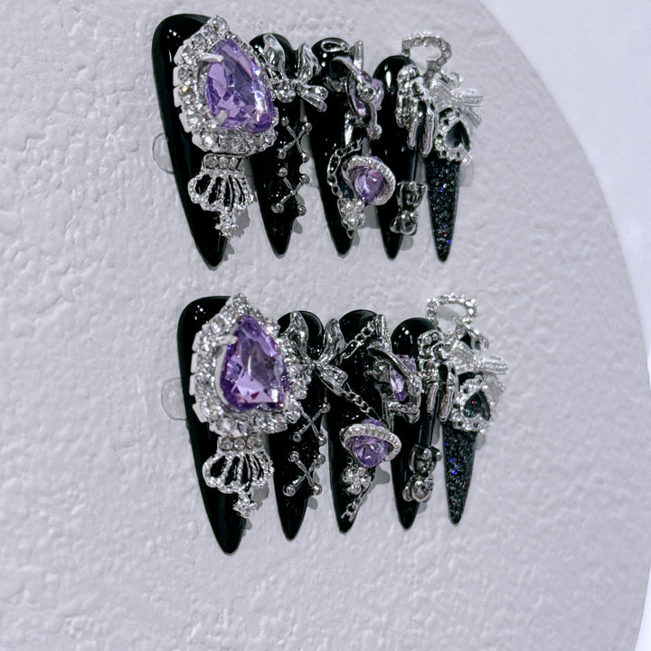 Gothic-inspiriertes Strass-Nagelkunst-Set