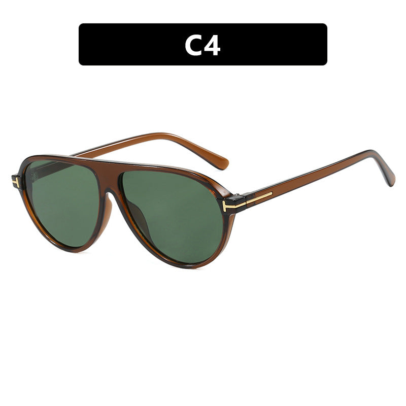Damen trendige Oversized-Sonnenbrille mit elegantem Metallrahmen und UV-Schutz Karnz