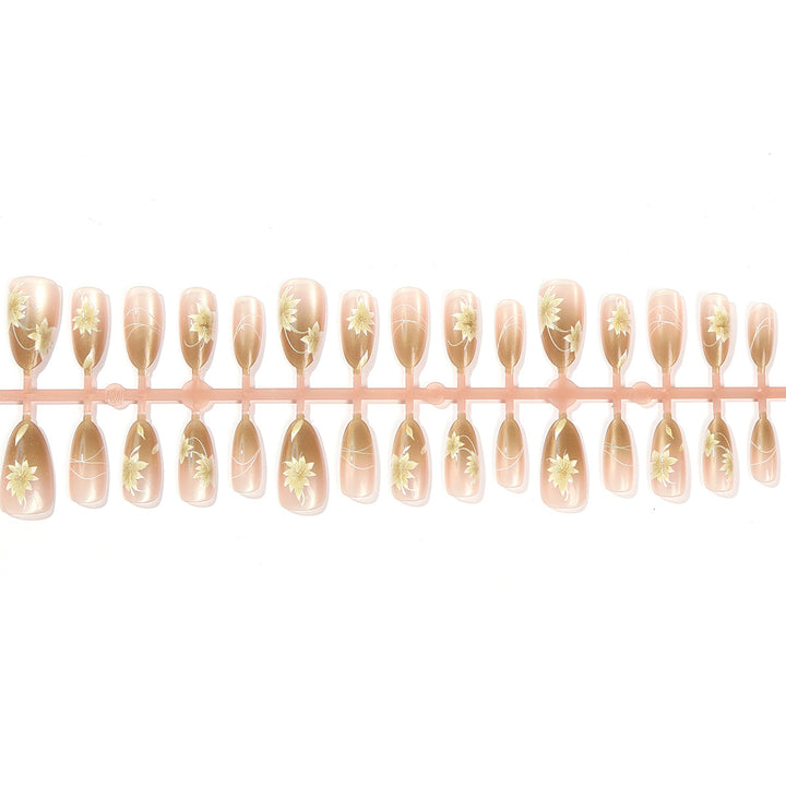 Blumen dekoriertes Press-On Nagelset Karnz
