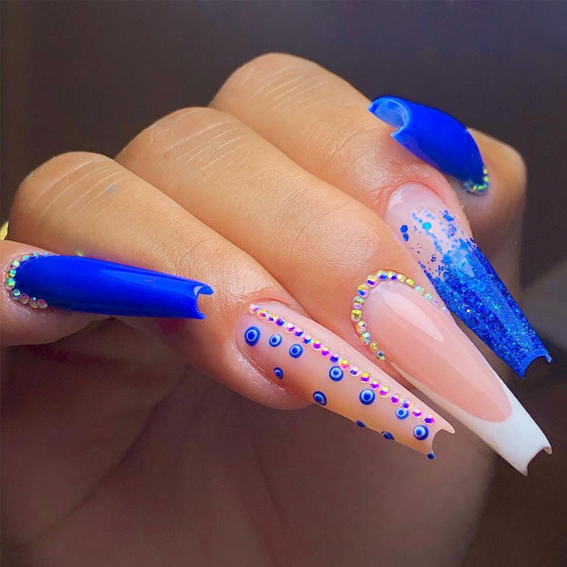 Glamouröse Glitzer-Stiletto Press-On Nägel Karnz