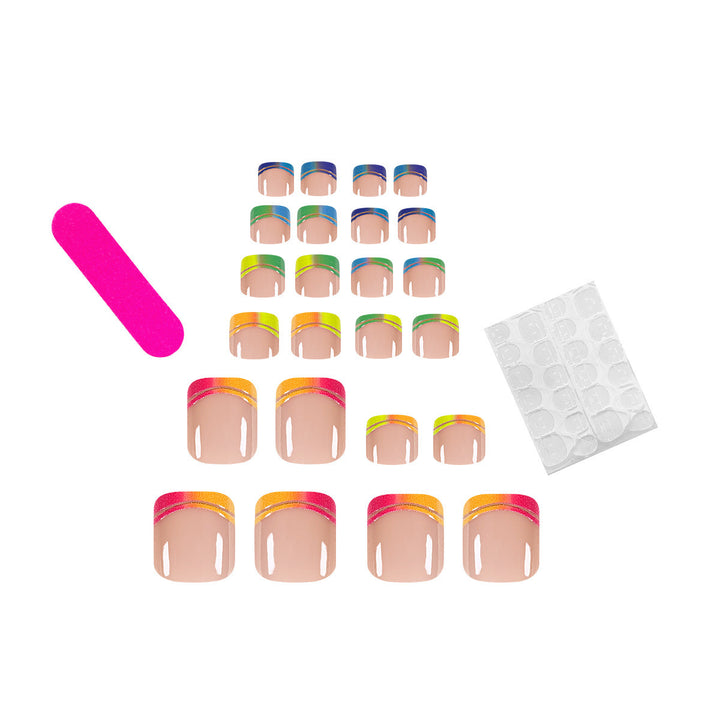 Fußnagelkunstset mit glänzenden Regenbogen-Spitzendesigns Karnz
