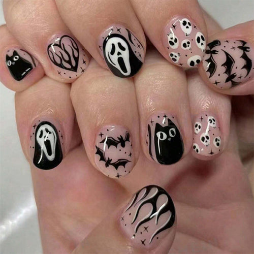 Künstlerisches Halloween-Themen Press-On Nagelset Karnz