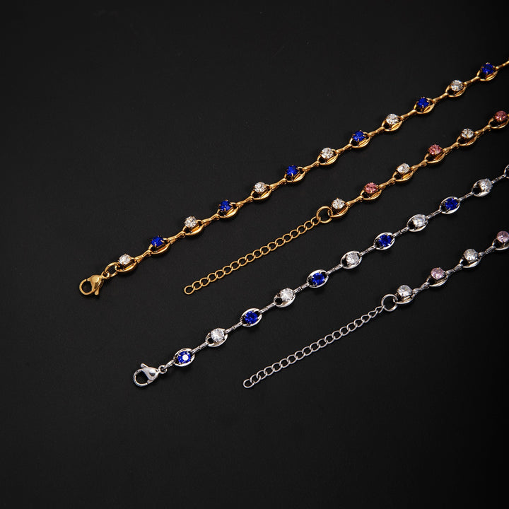 Eleganter Edelstein Akzent Link Armband Karnz