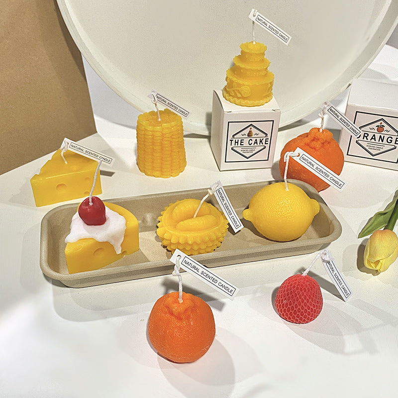 Handgegossene realistische Zitronen-förmige Duft-Soyakerze mit Baumwolldocht & Geschenkbox