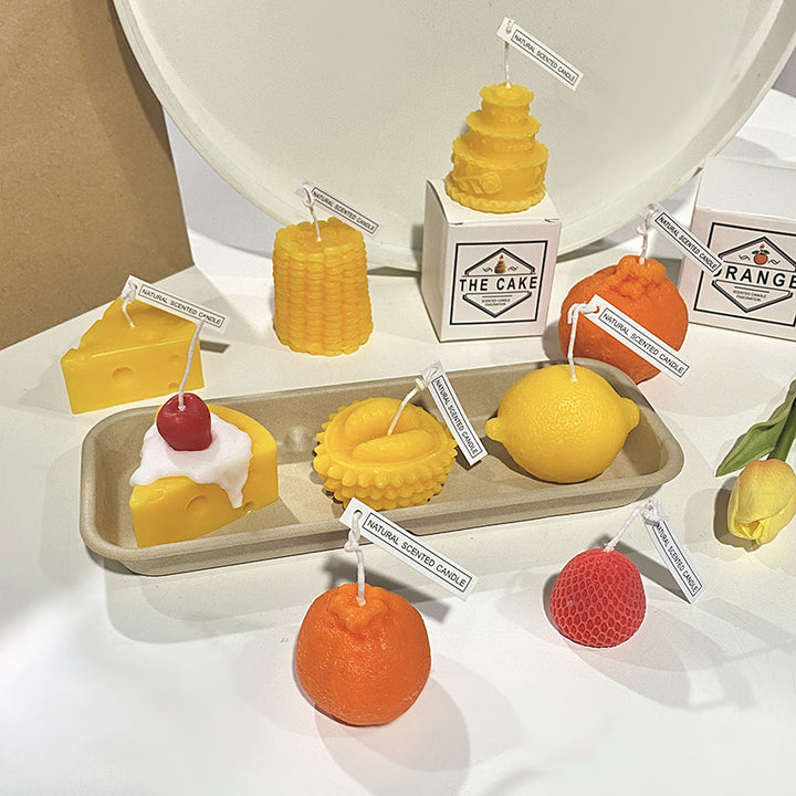 Handgegossene realistische Zitronen-förmige Duft-Soyakerze mit Baumwolldocht & Geschenkbox