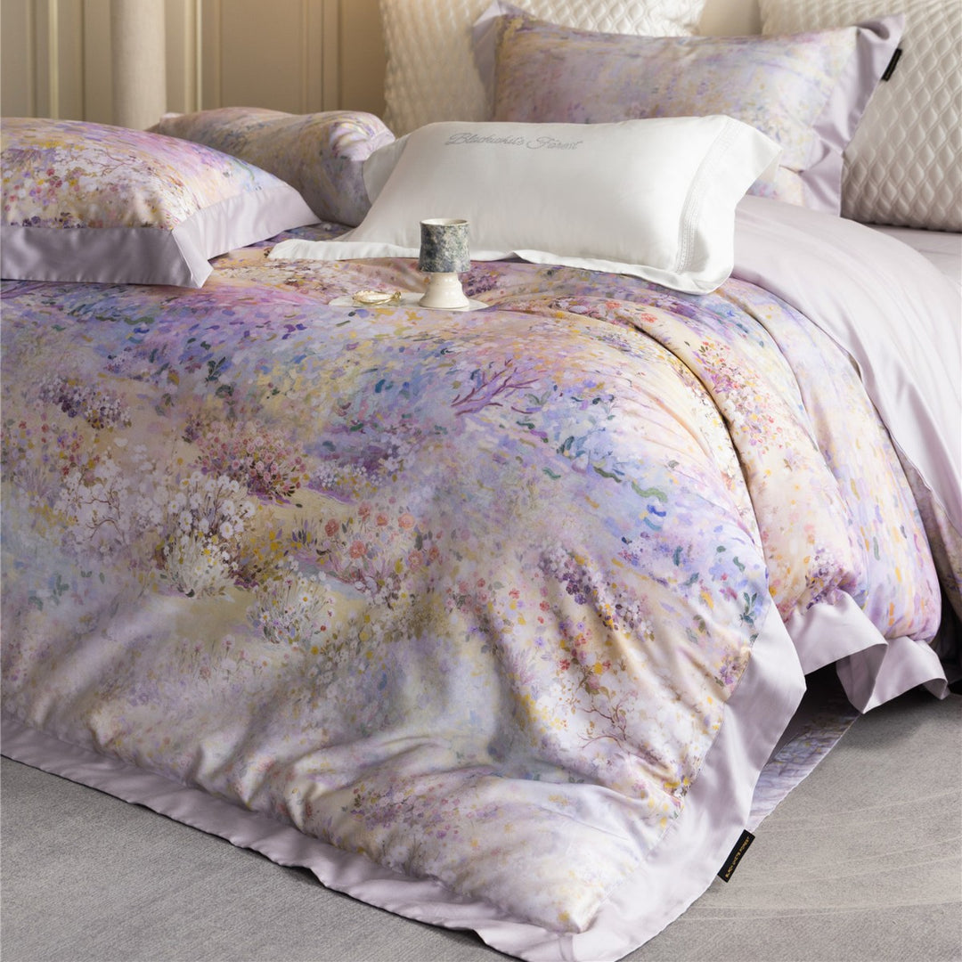 Blumen Aquarell Baumwoll-Satin Bettbezug Set
